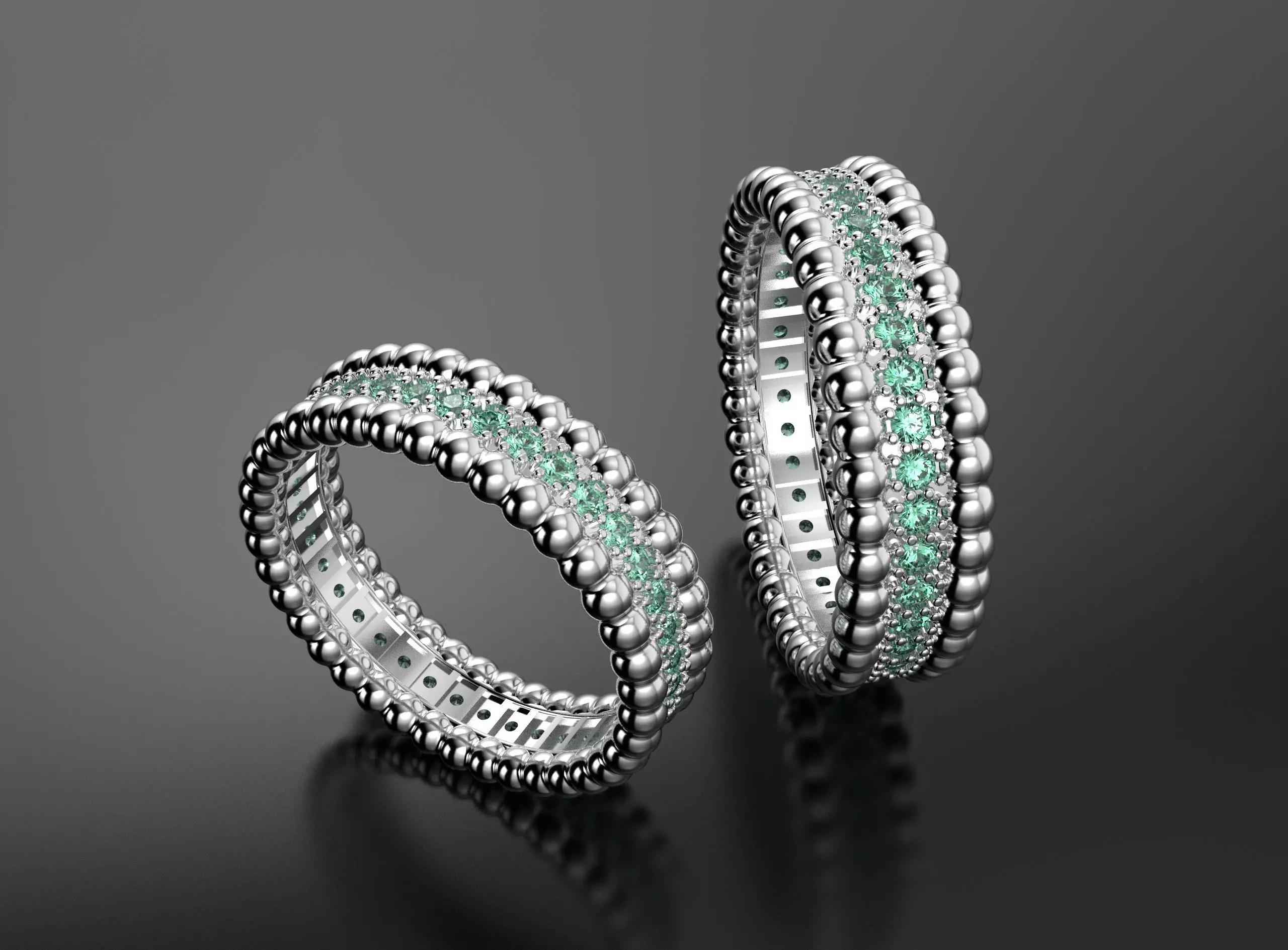 Van Cleef rings with diamonds 3D print model_2