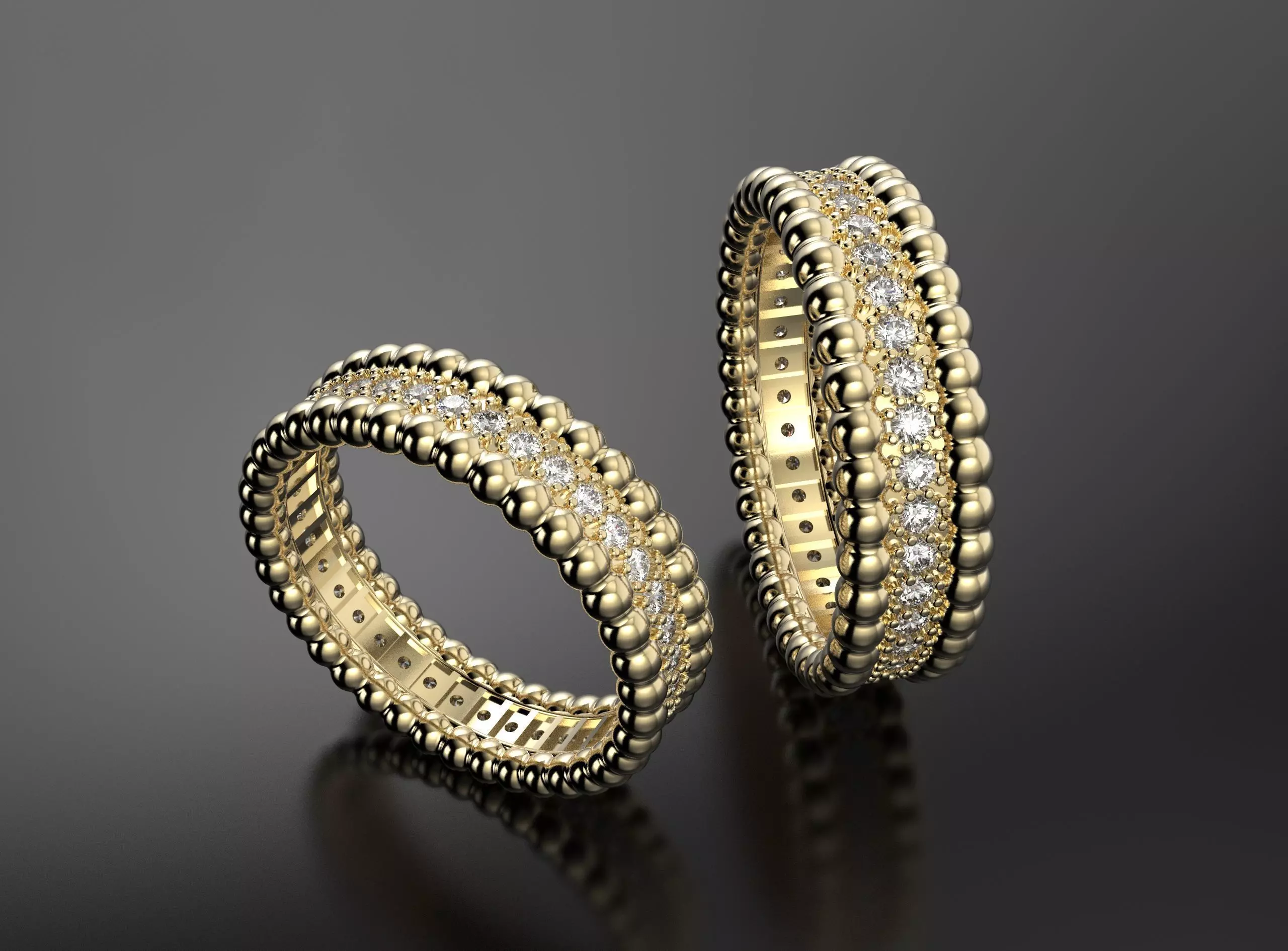 Van Cleef rings with diamonds 3D print model_0