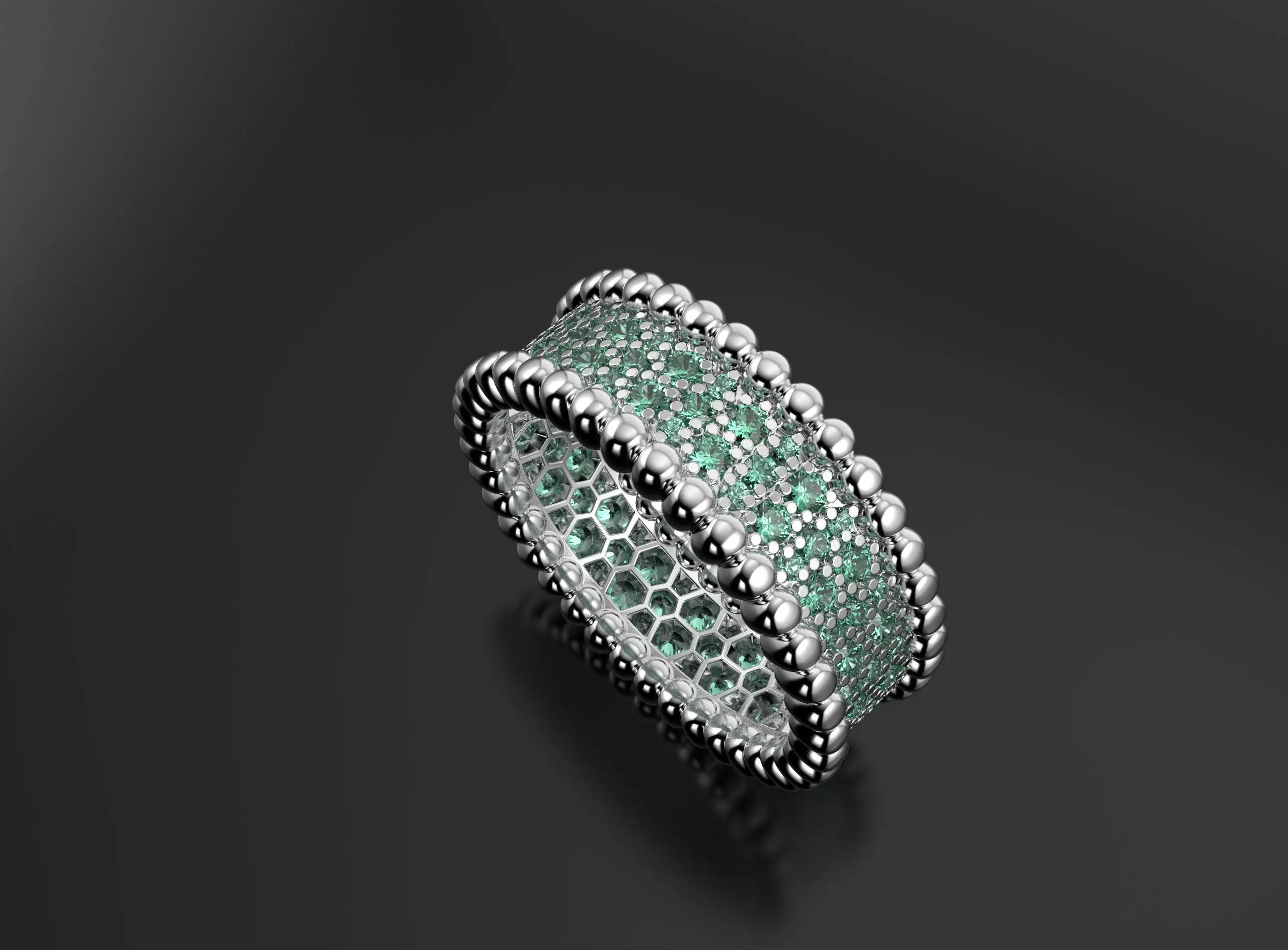 Van Cleef ring with gems 3D print model_2