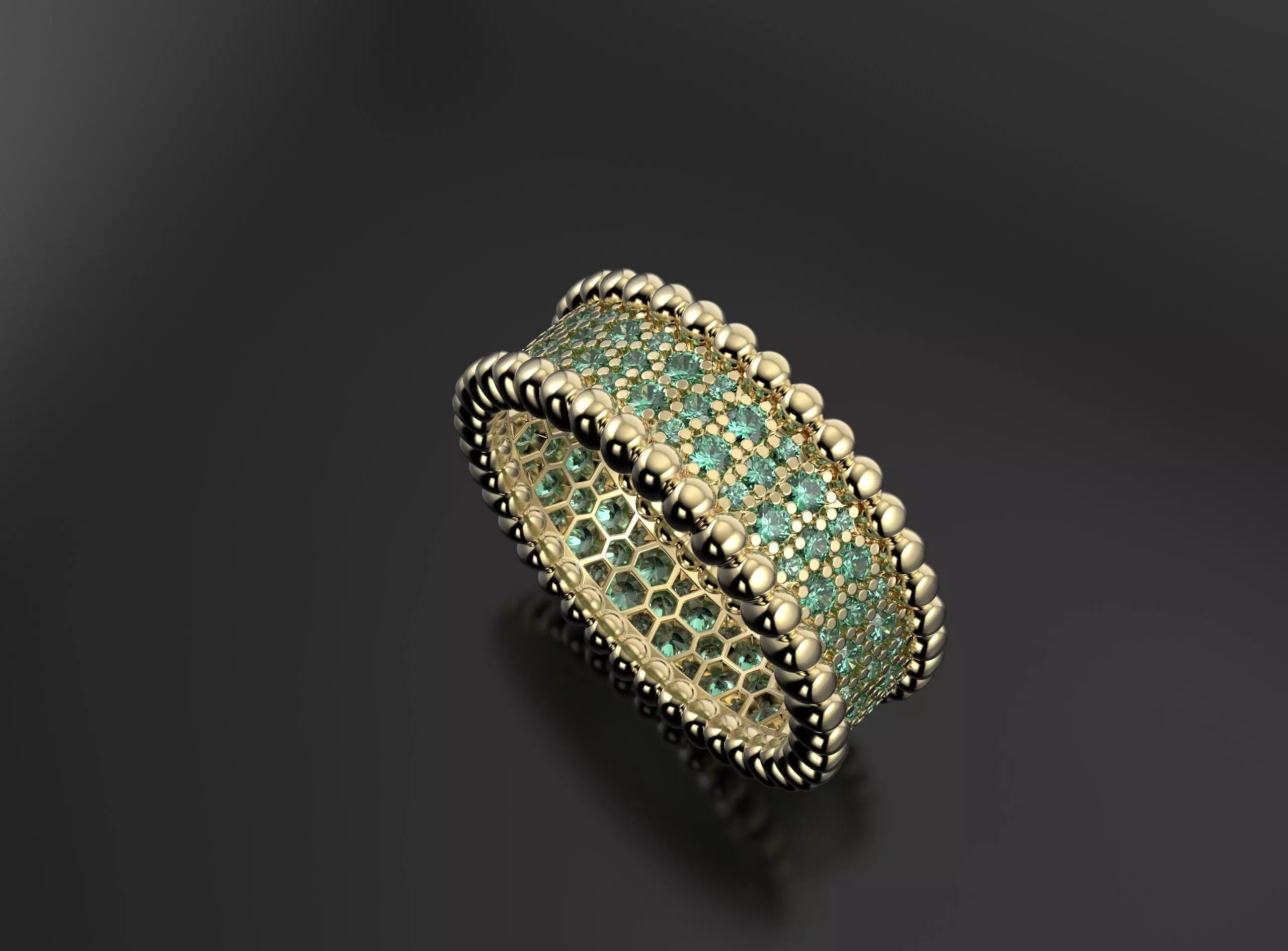 Van Cleef ring with gems 3D print model_1