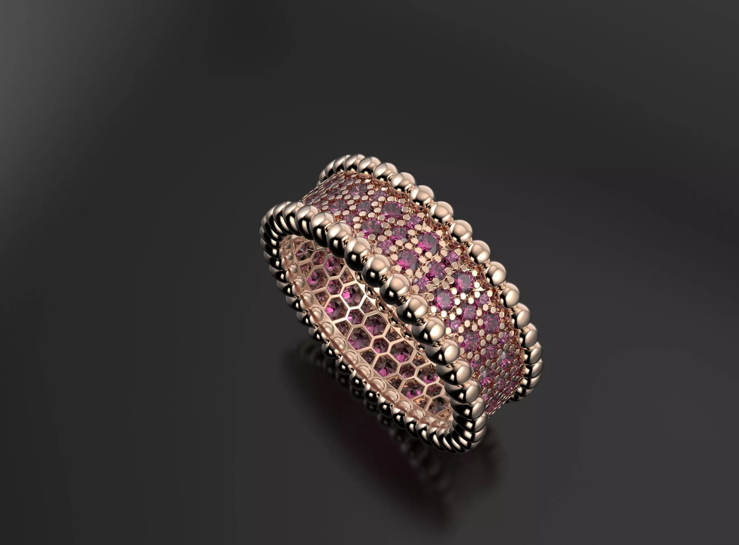 Van Cleef ring with gems 3D print model_4