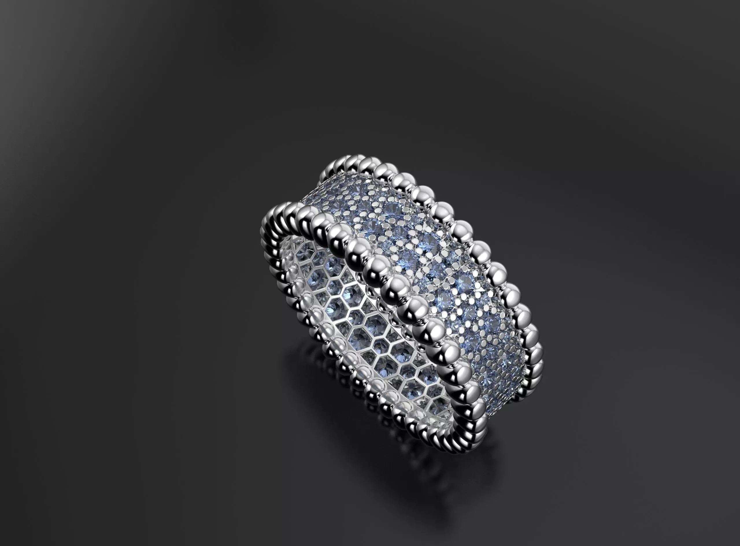 Van Cleef ring with gems 3D print model_3