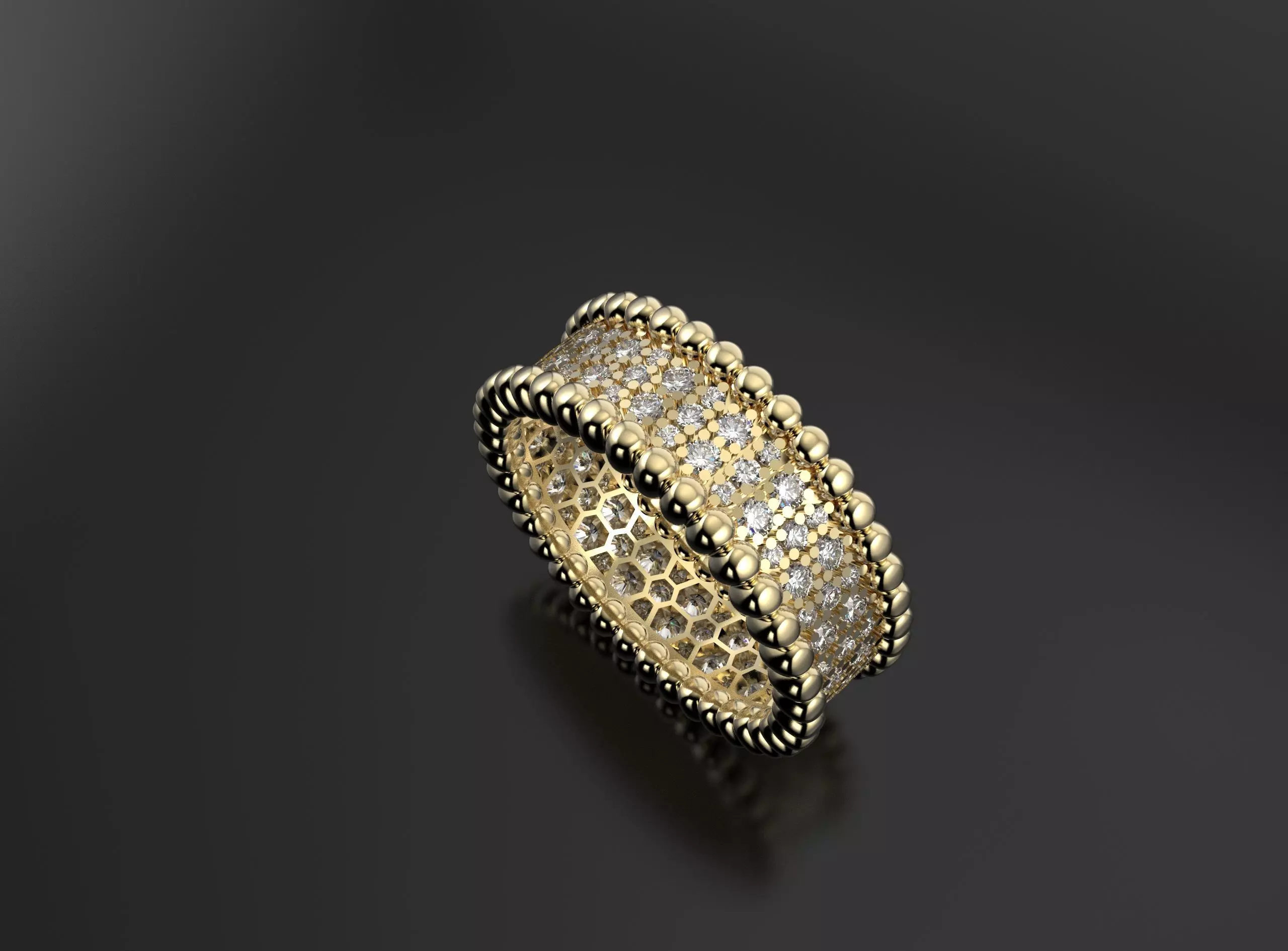 Van Cleef ring with gems 3D print model_0