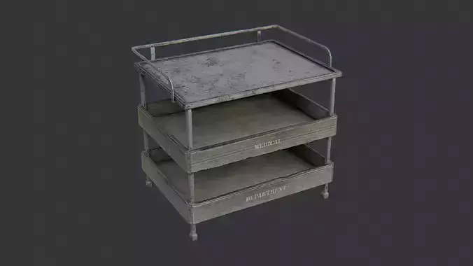 Medical Cart on Wheels with Three Shelves