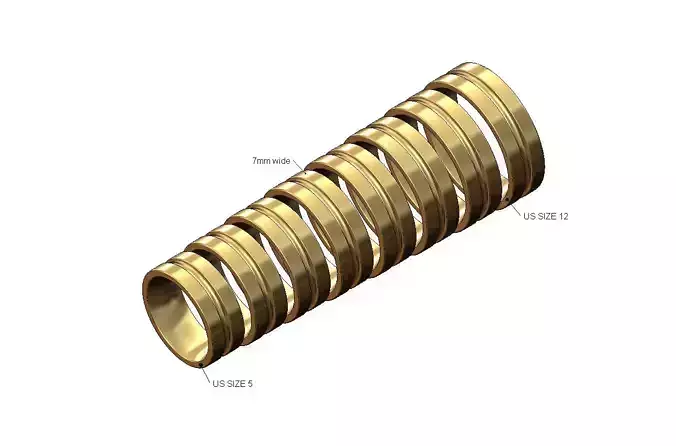 7mm wide flat grooved comfort fit wedding band Us sizes 5to12