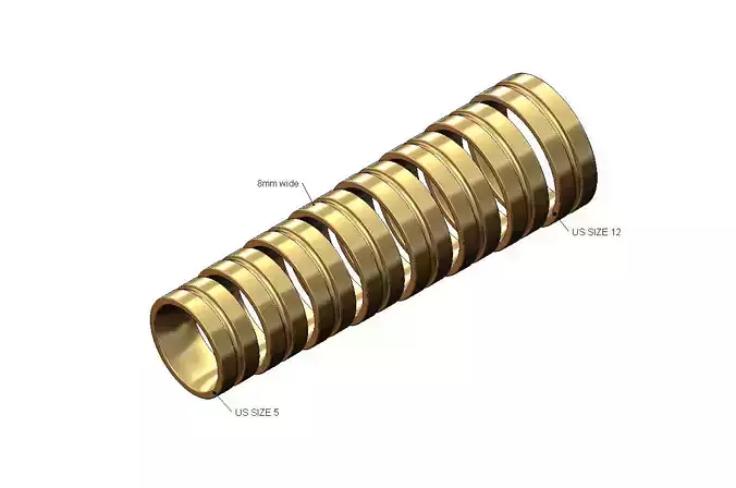 8mm wide flat grooved comfort fit wedding band US sizes 5to12