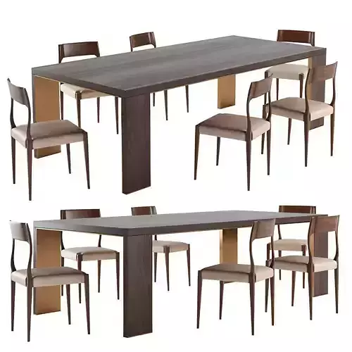 Luxury Wooden Dining Set with Upholstered Chairs