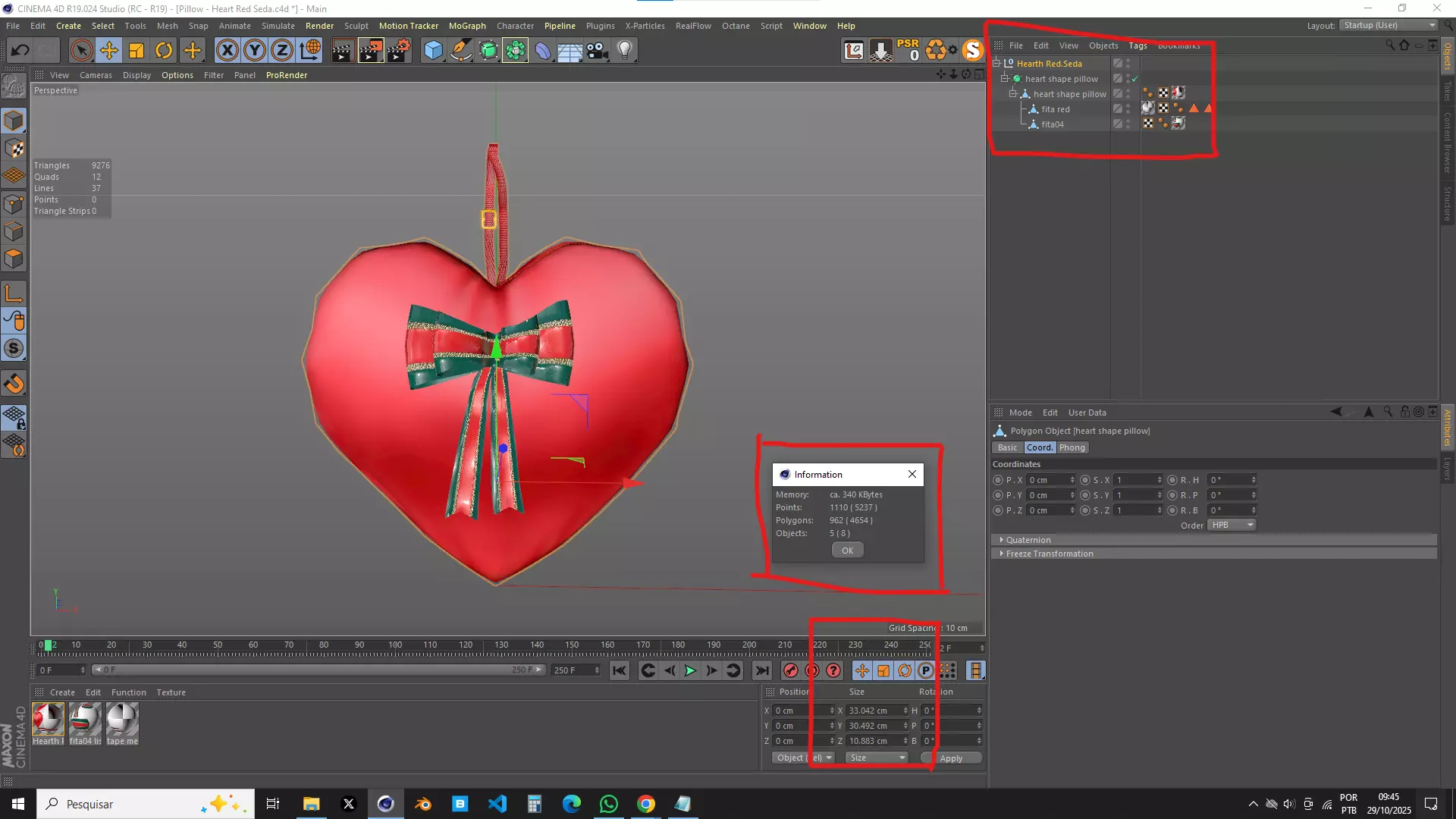Pillow - Heart Red Seda 3D Model 3D model_16
