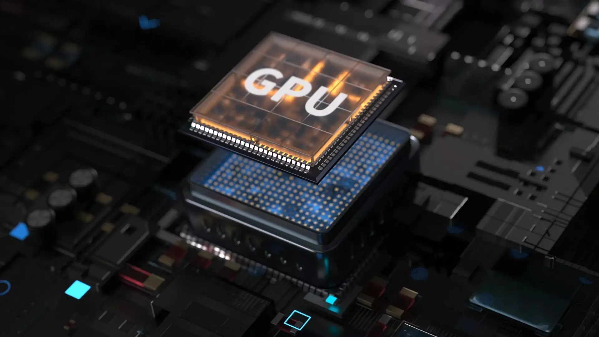 C4D Octane GPU chip core capacitance Scifi Circuit board 3D model