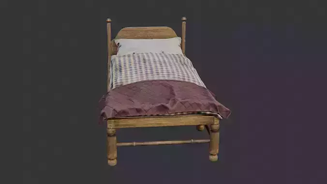Wooden Bed Set with Mattress and Comforter