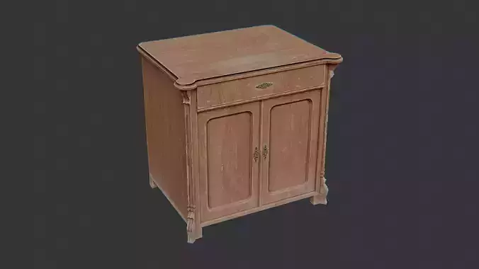 Vintage wooden cabinet with carved edges