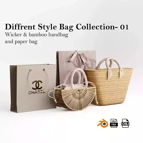 Wicker bamboo and paper bag
