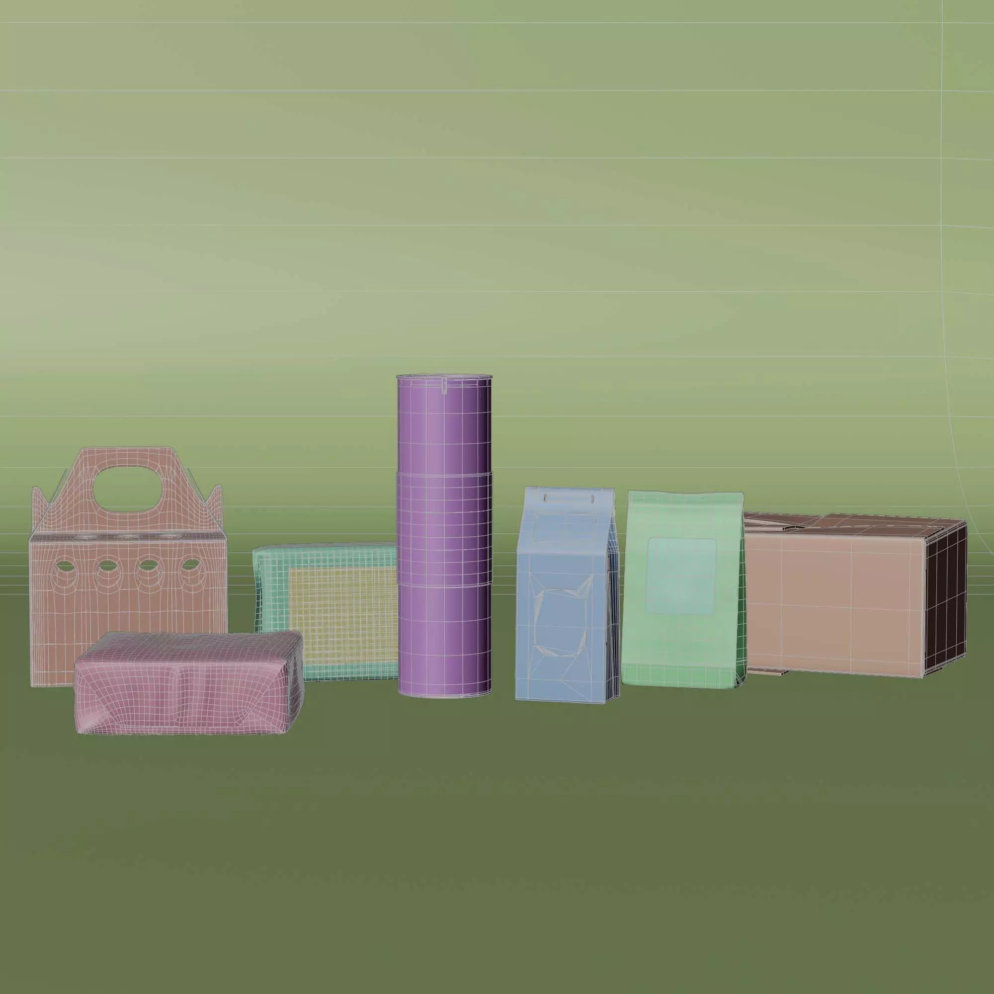 Paper Food Box Packaging Mockup 3D model_6