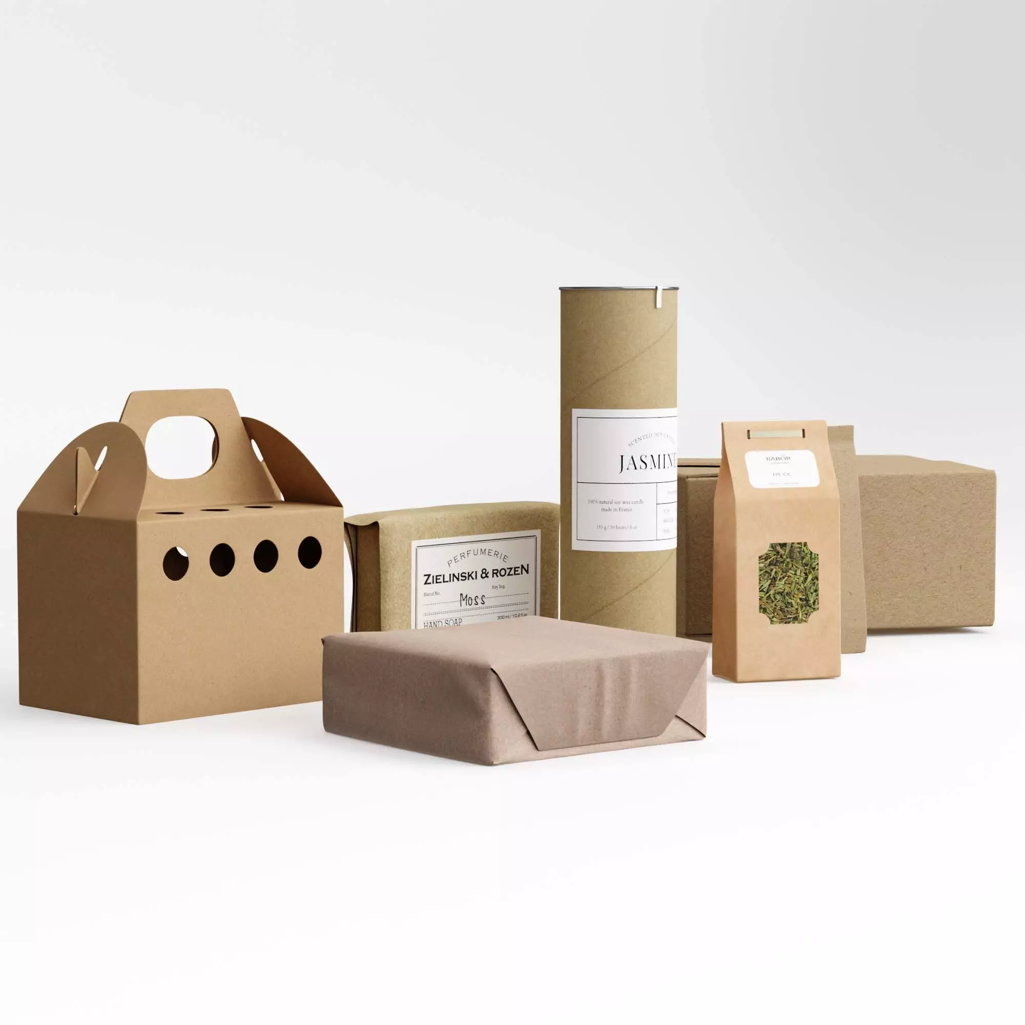 Paper Food Box Packaging Mockup 3D model_1