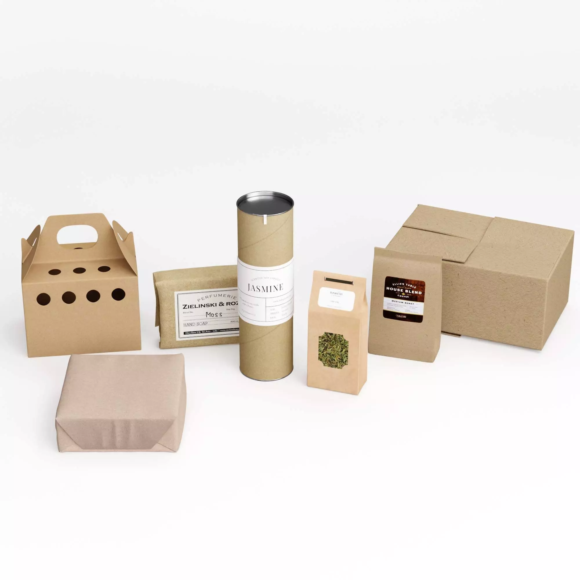 Paper Food Box Packaging Mockup 3D model_4