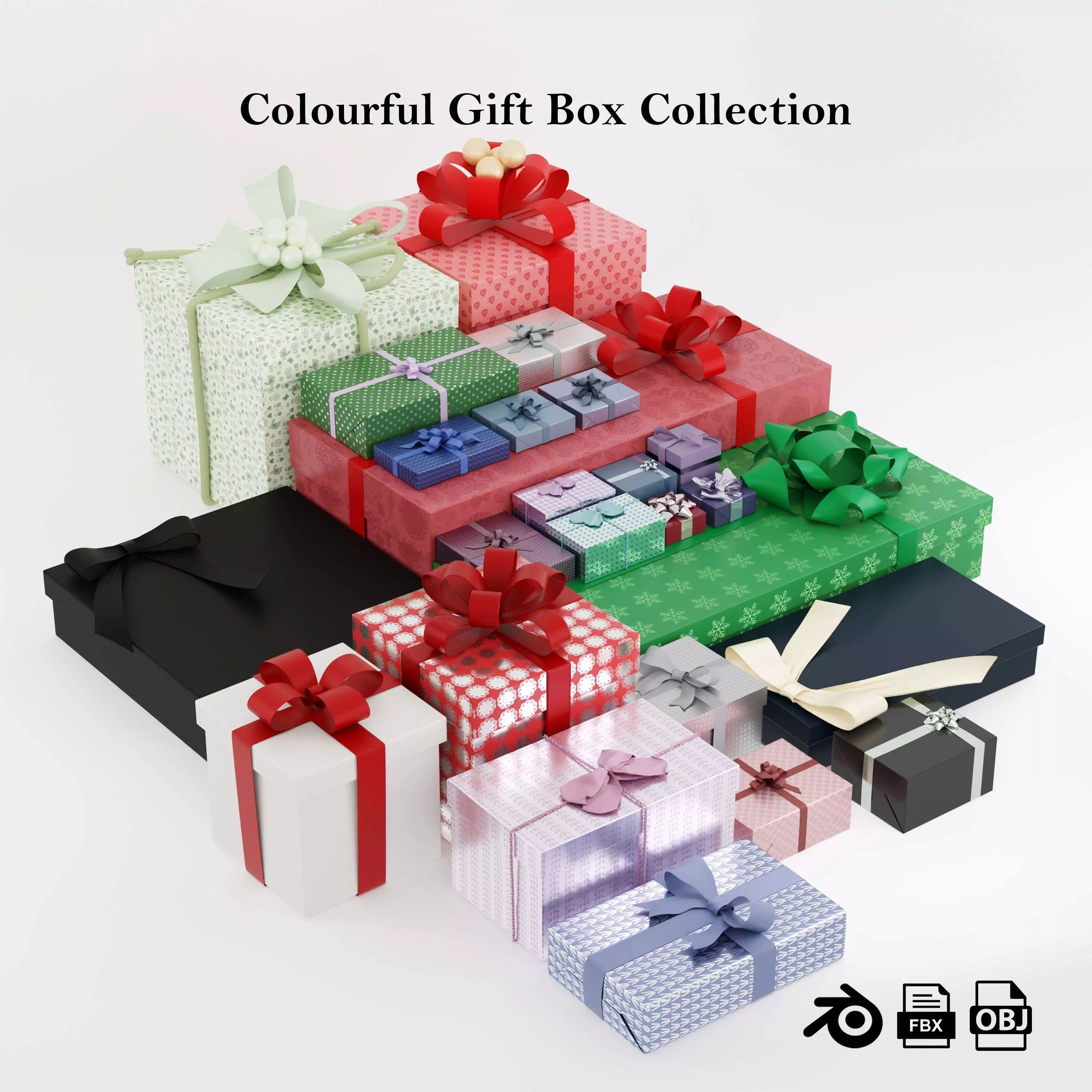 Colourful gift box 3D model