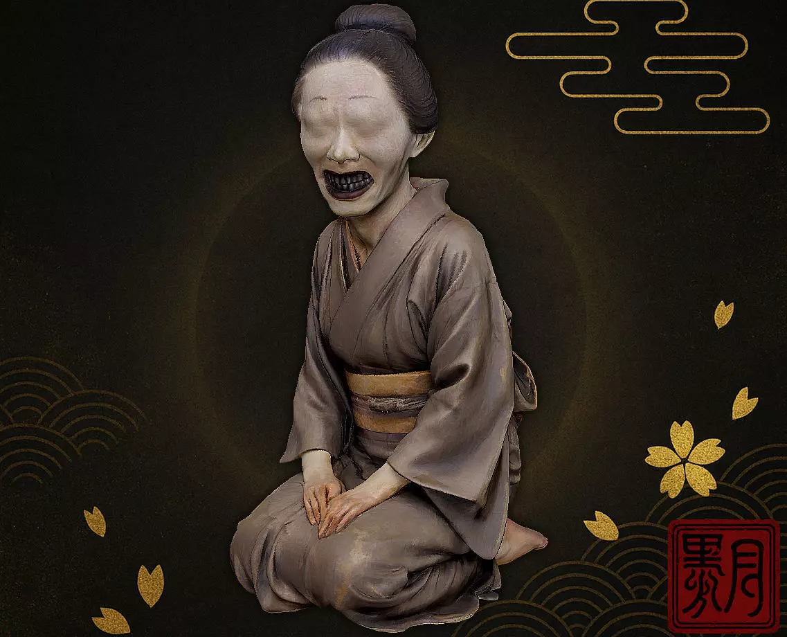 Japanese Yokai Statue - Ohaguro Bettari Woman Ghost Yurei Model 3D print model