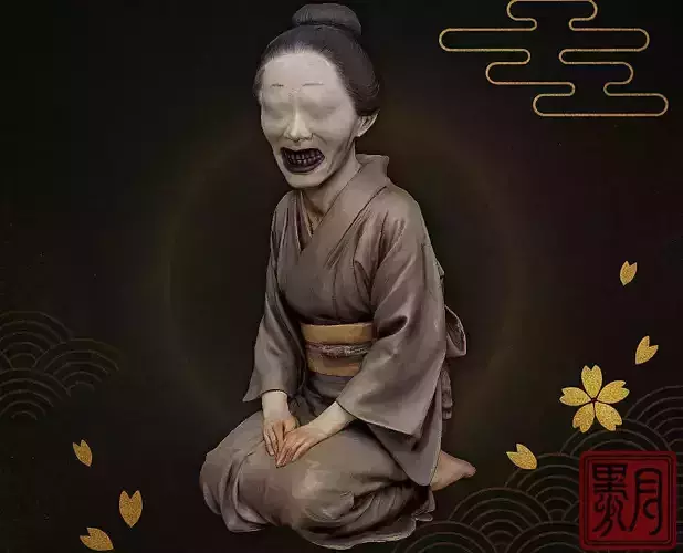 Japanese Yokai Statue - Ohaguro Bettari  Woman Ghost Yurei Model