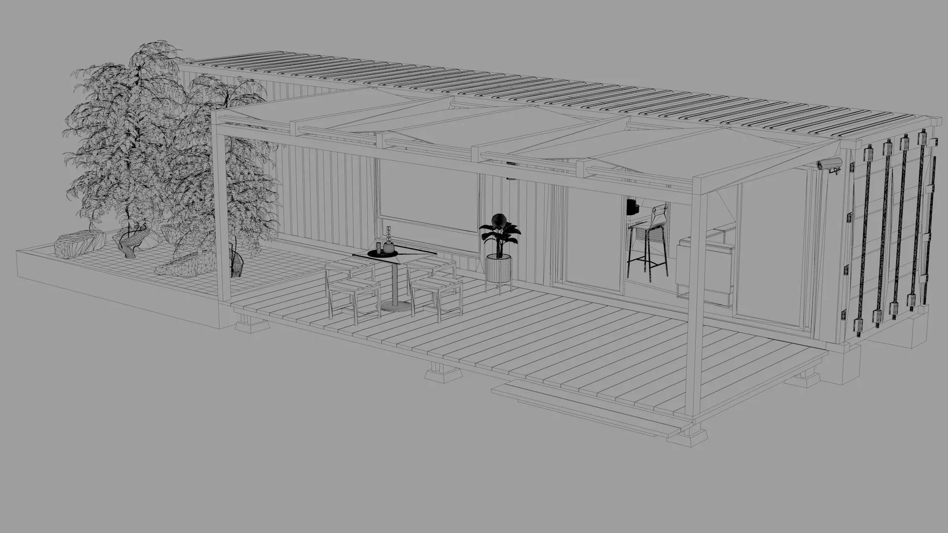 Container Chalet 3D model_10
