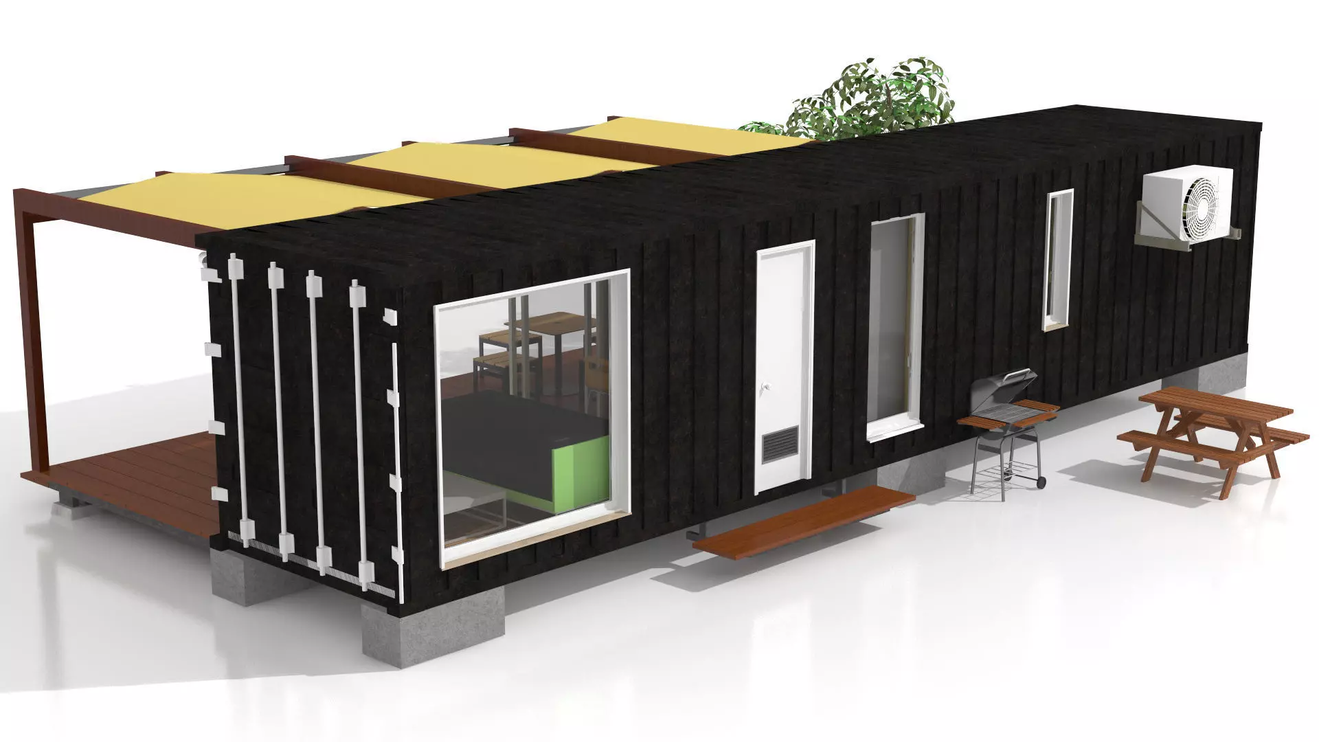 Container Chalet 3D model_2