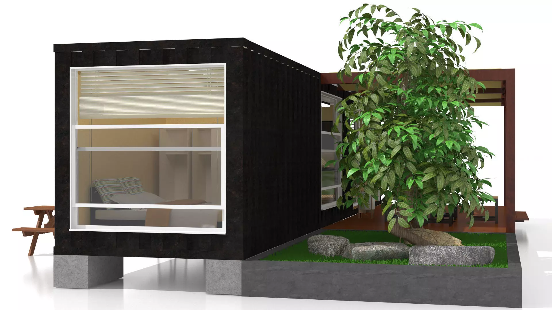 Container Chalet 3D model_5