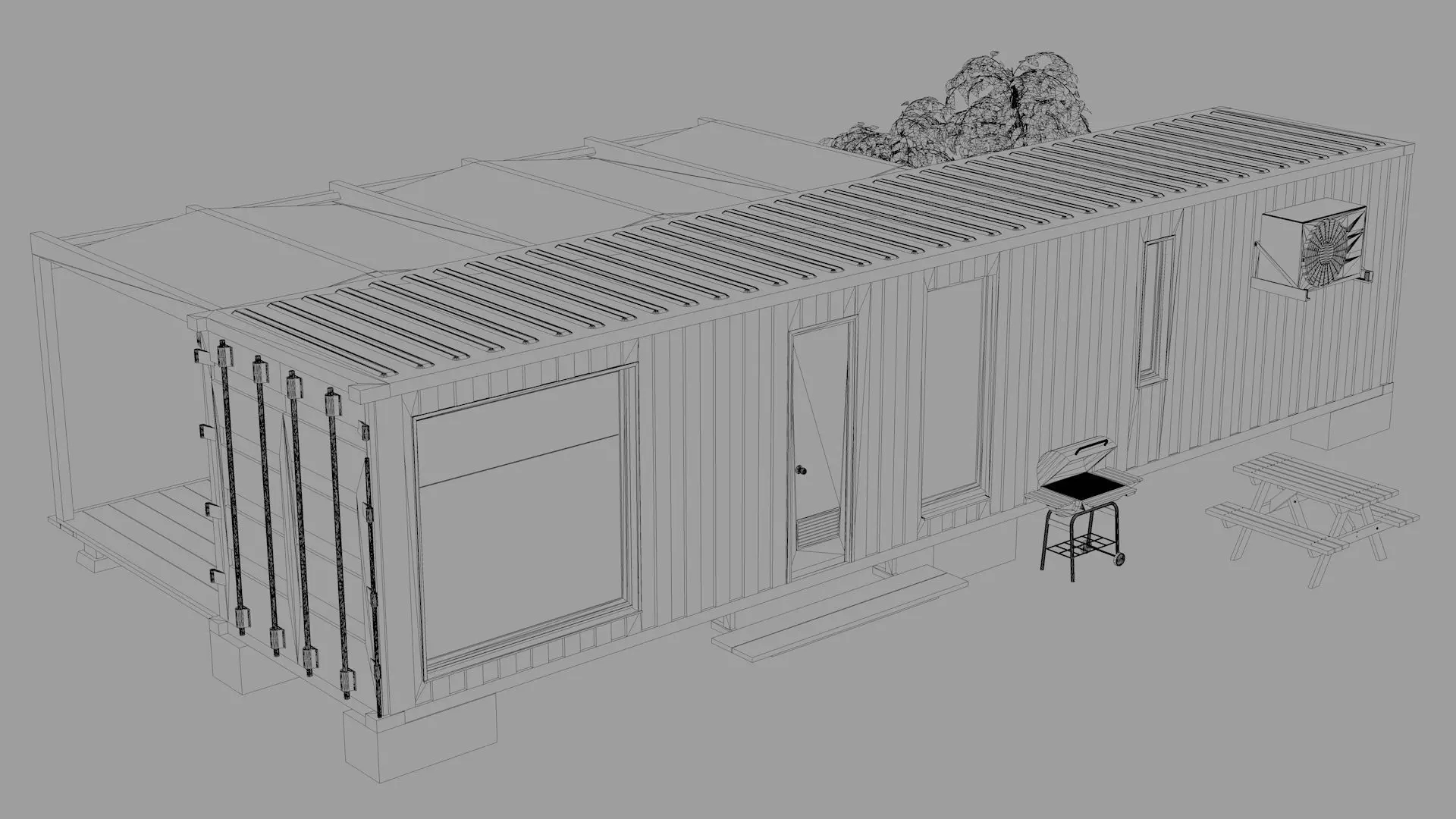 Container Chalet 3D model_13