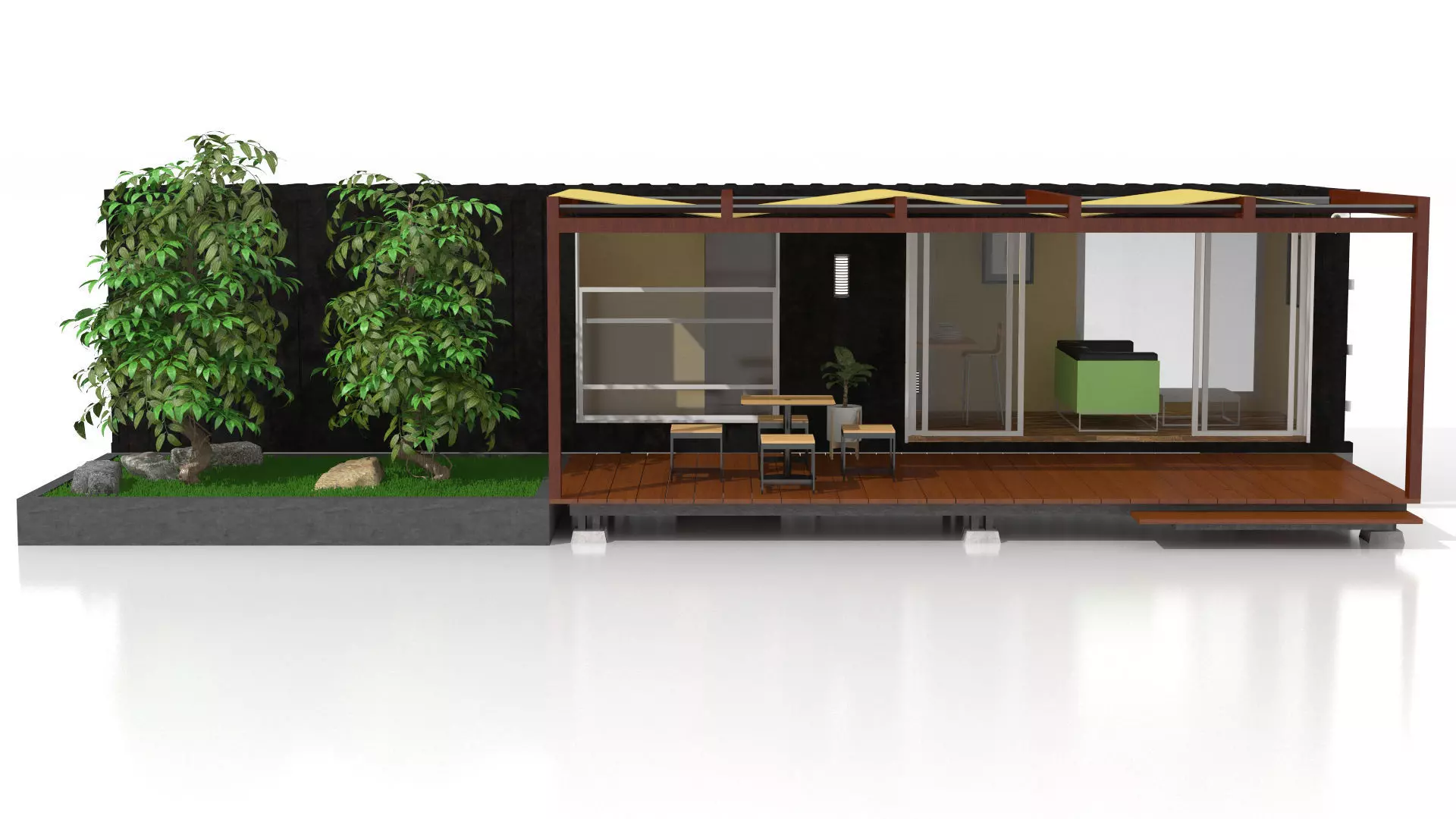 Container Chalet 3D model_4