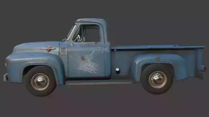 Old scratched truck 3d model 3D model 2