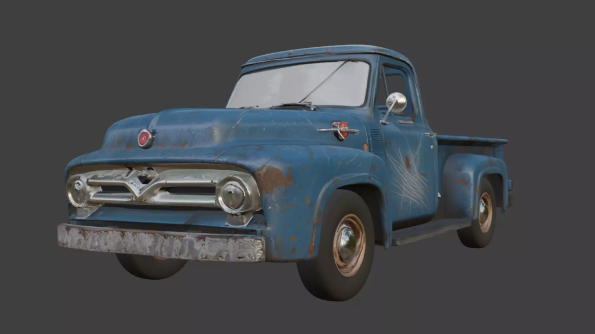 Old scratched truck 3d model 3D model_0