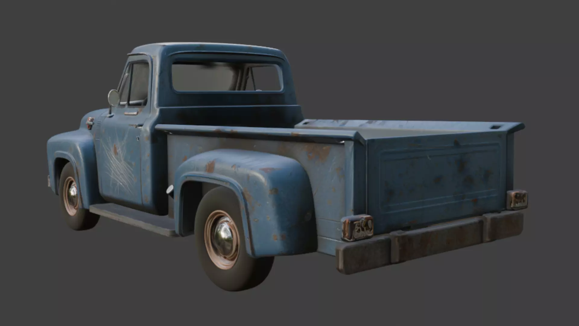 Old scratched truck 3d model 3D model_2