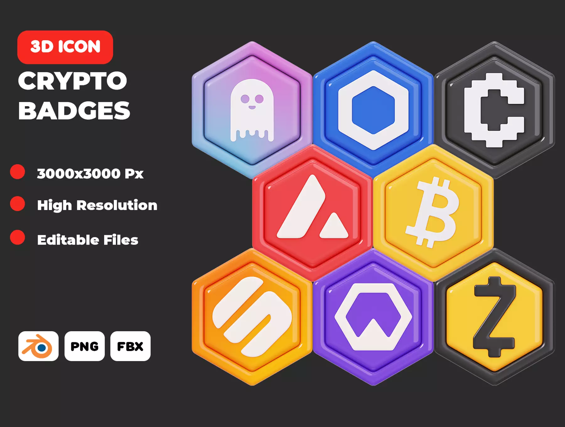Crypto Badges 3D Icon Pack 3D model