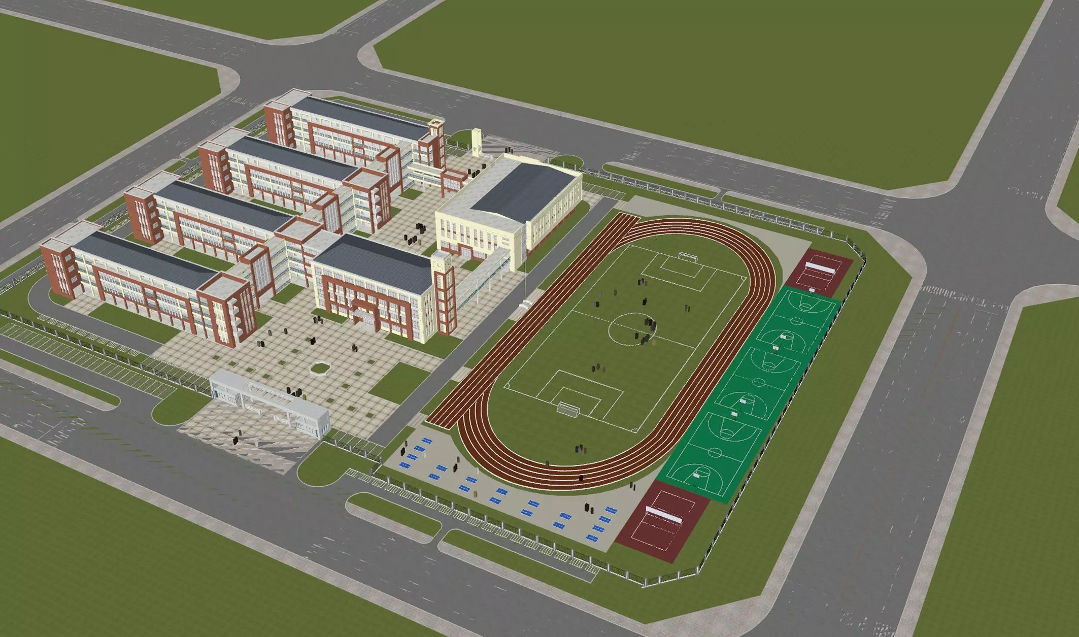 Modern School Campus 3D model_6