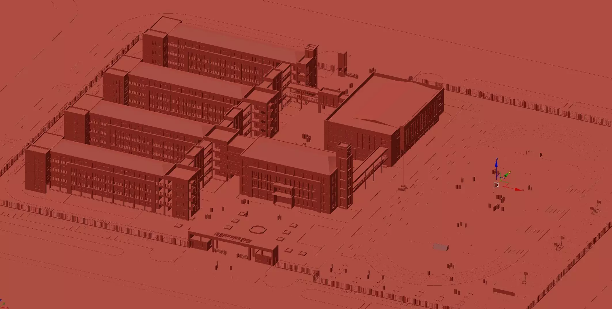 Modern School Campus 3D model_10