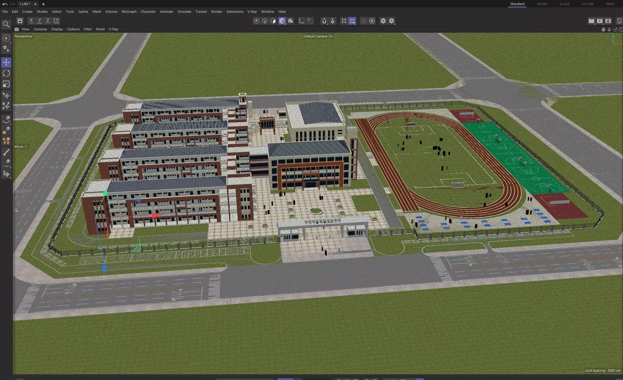 Modern School Campus 3D model_8