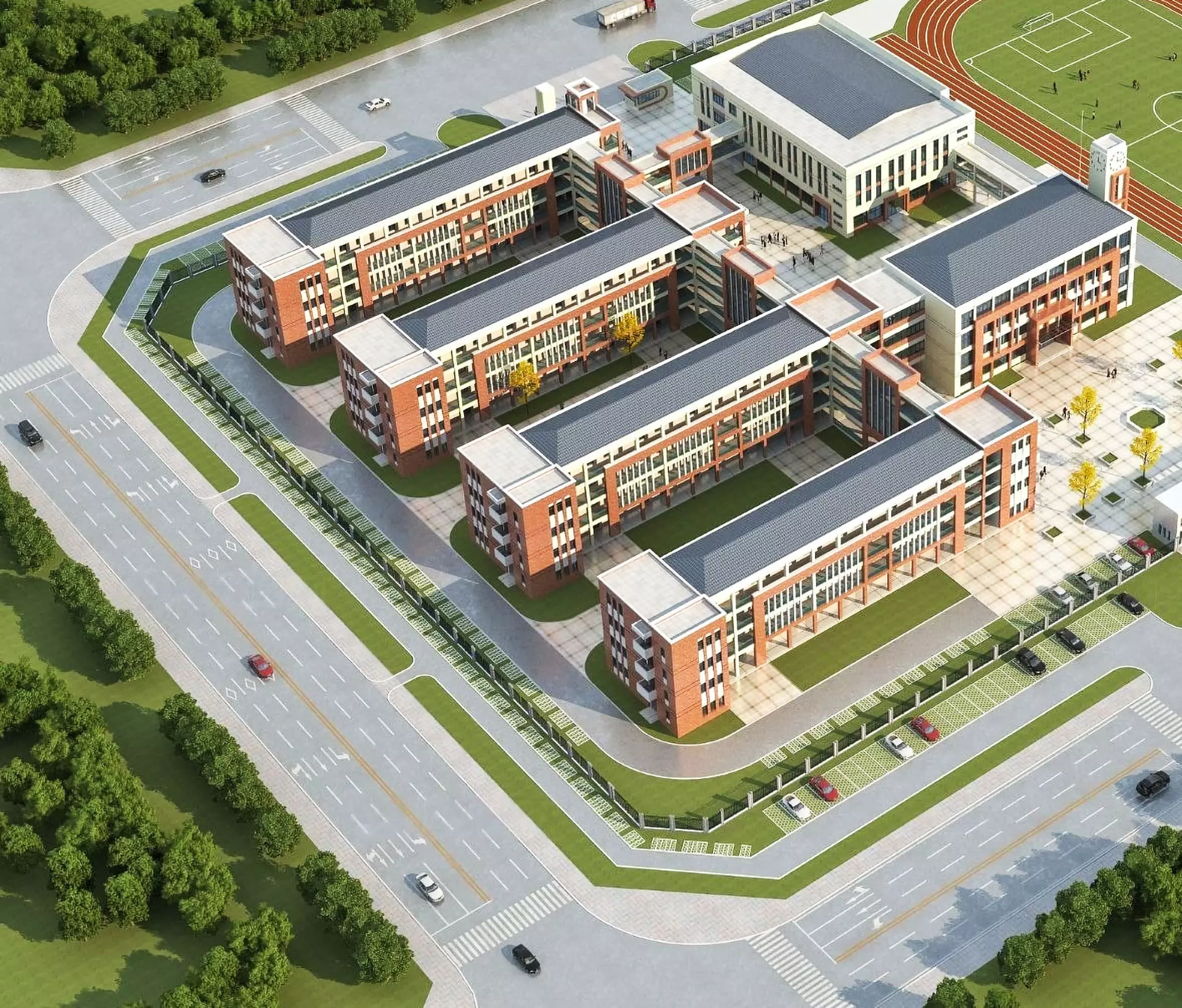 Modern School Campus 3D model_3