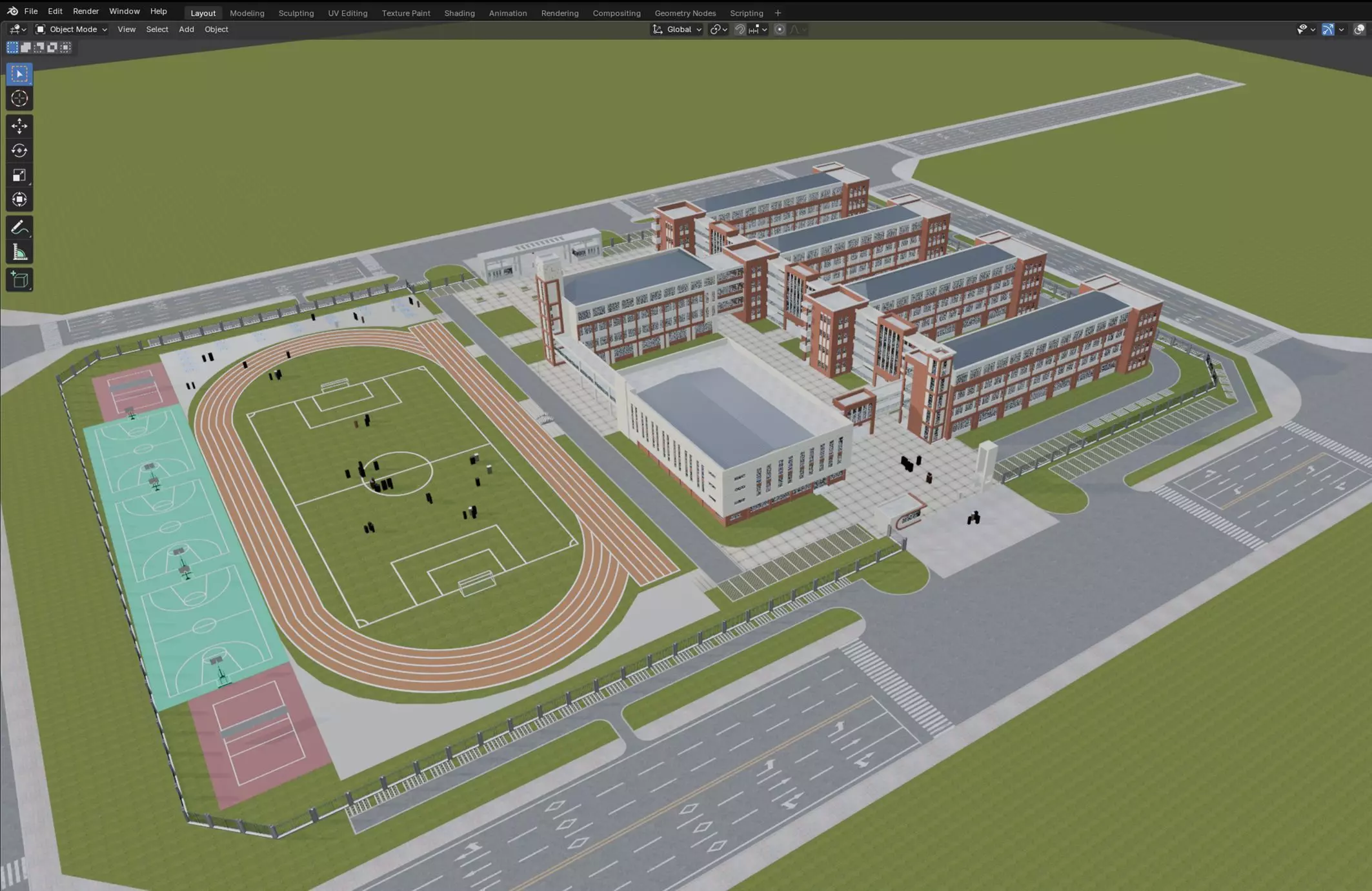 Modern School Campus 3D model_15