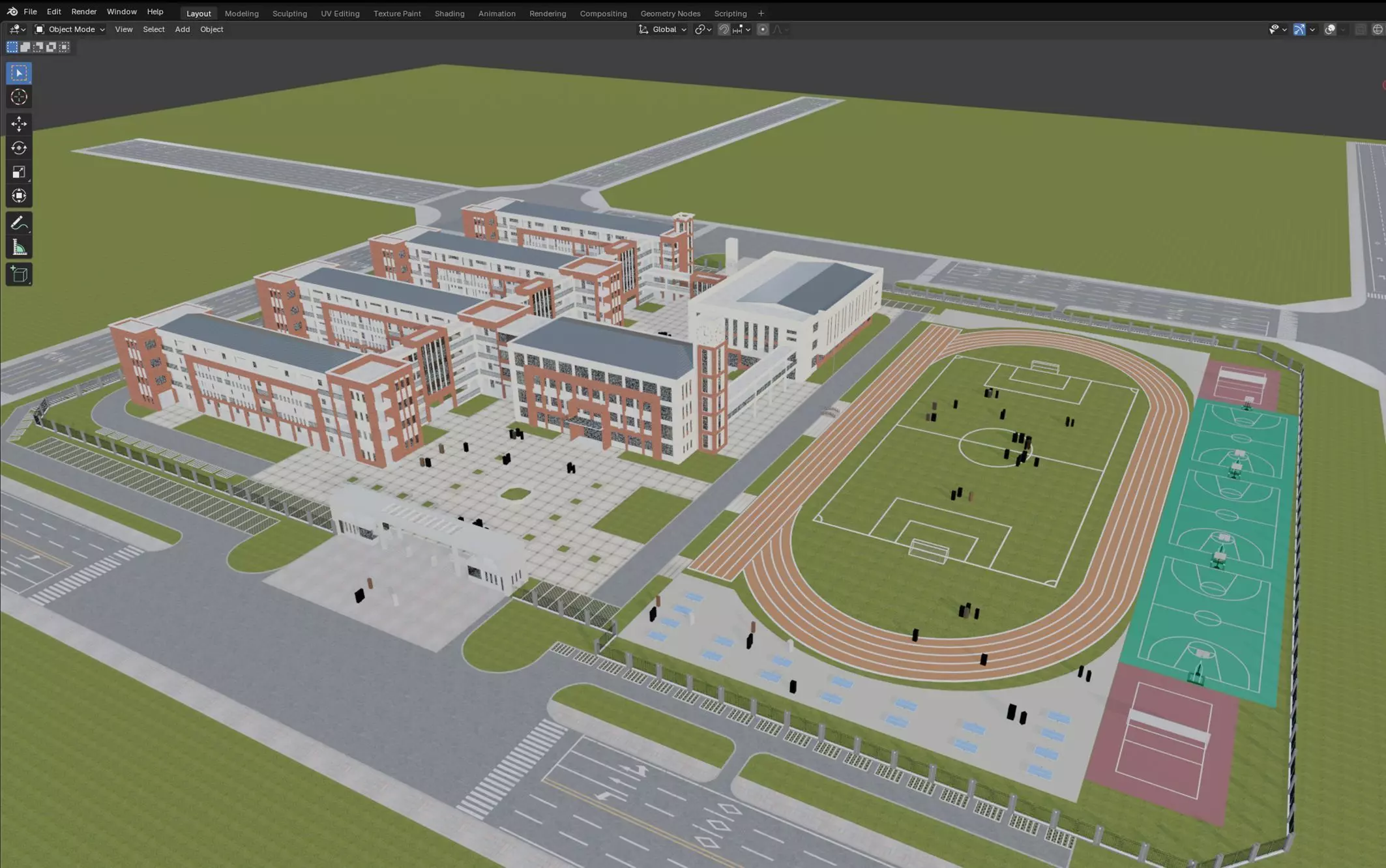 Modern School Campus 3D model_17