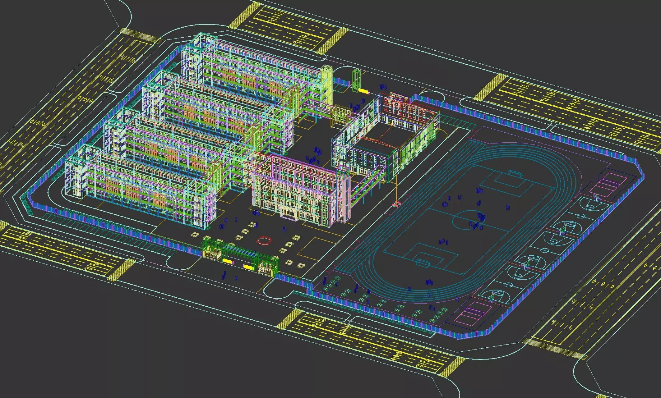 Modern School Campus 3D model_12