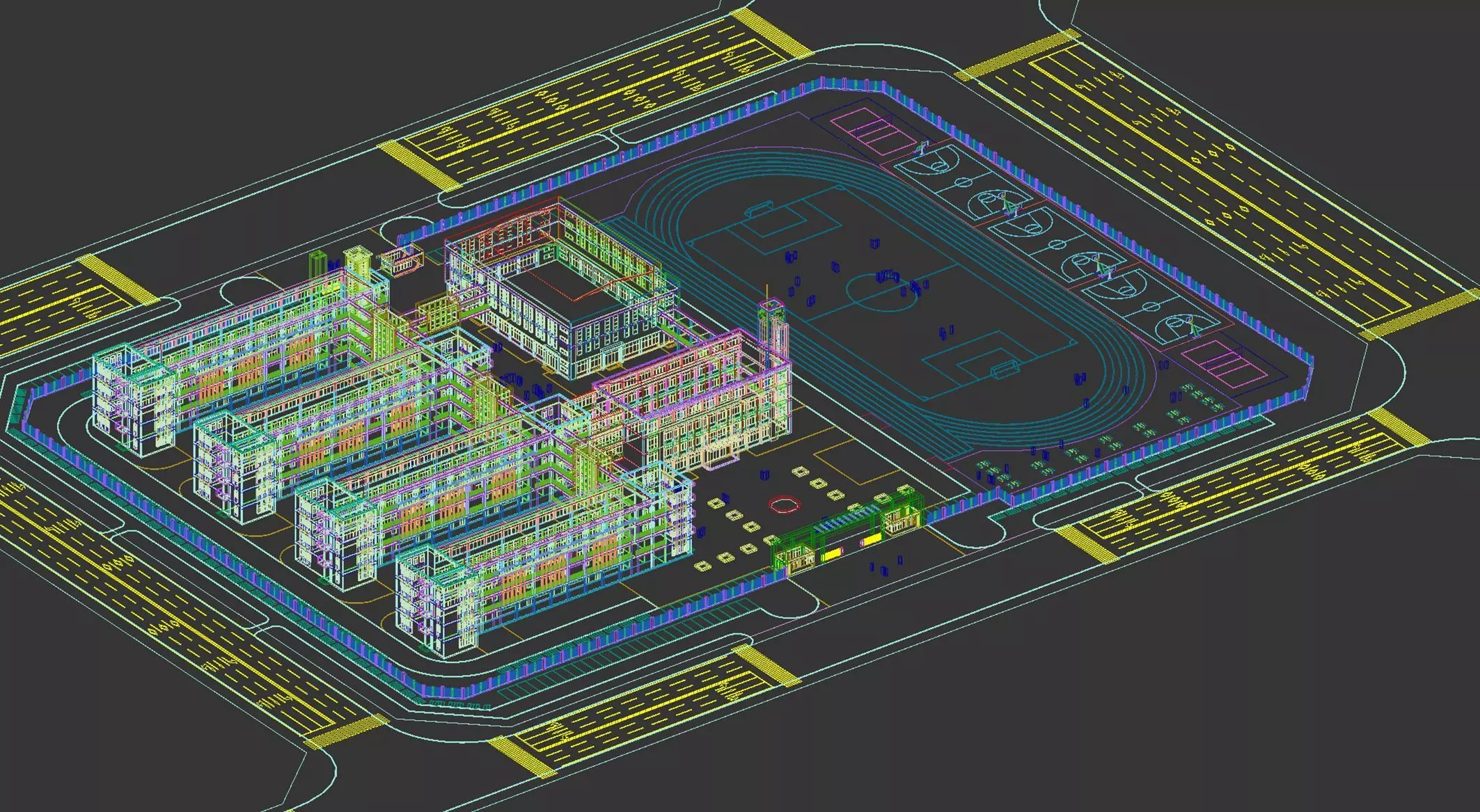 Modern School Campus 3D model_11