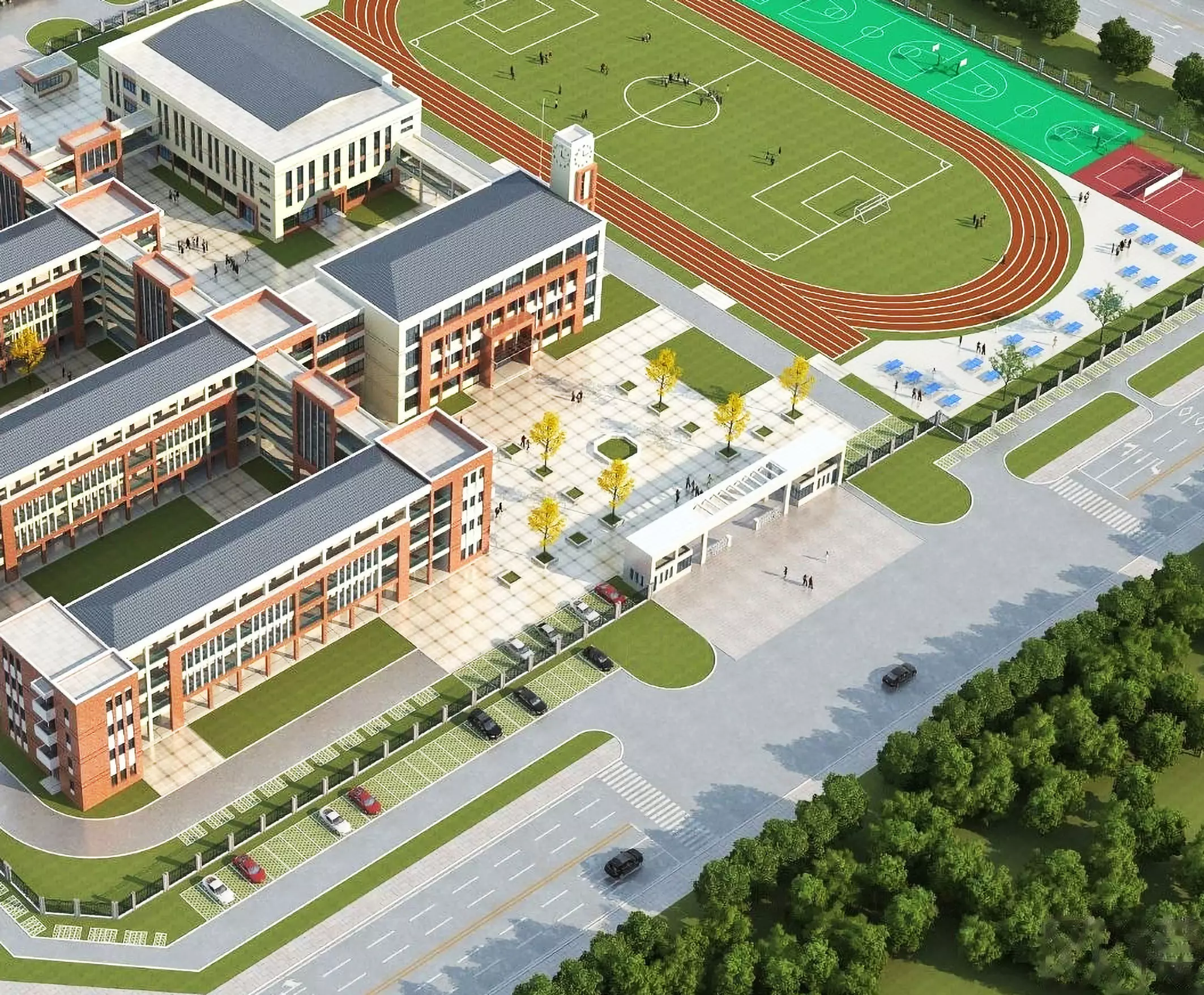 Modern School Campus 3D model_4
