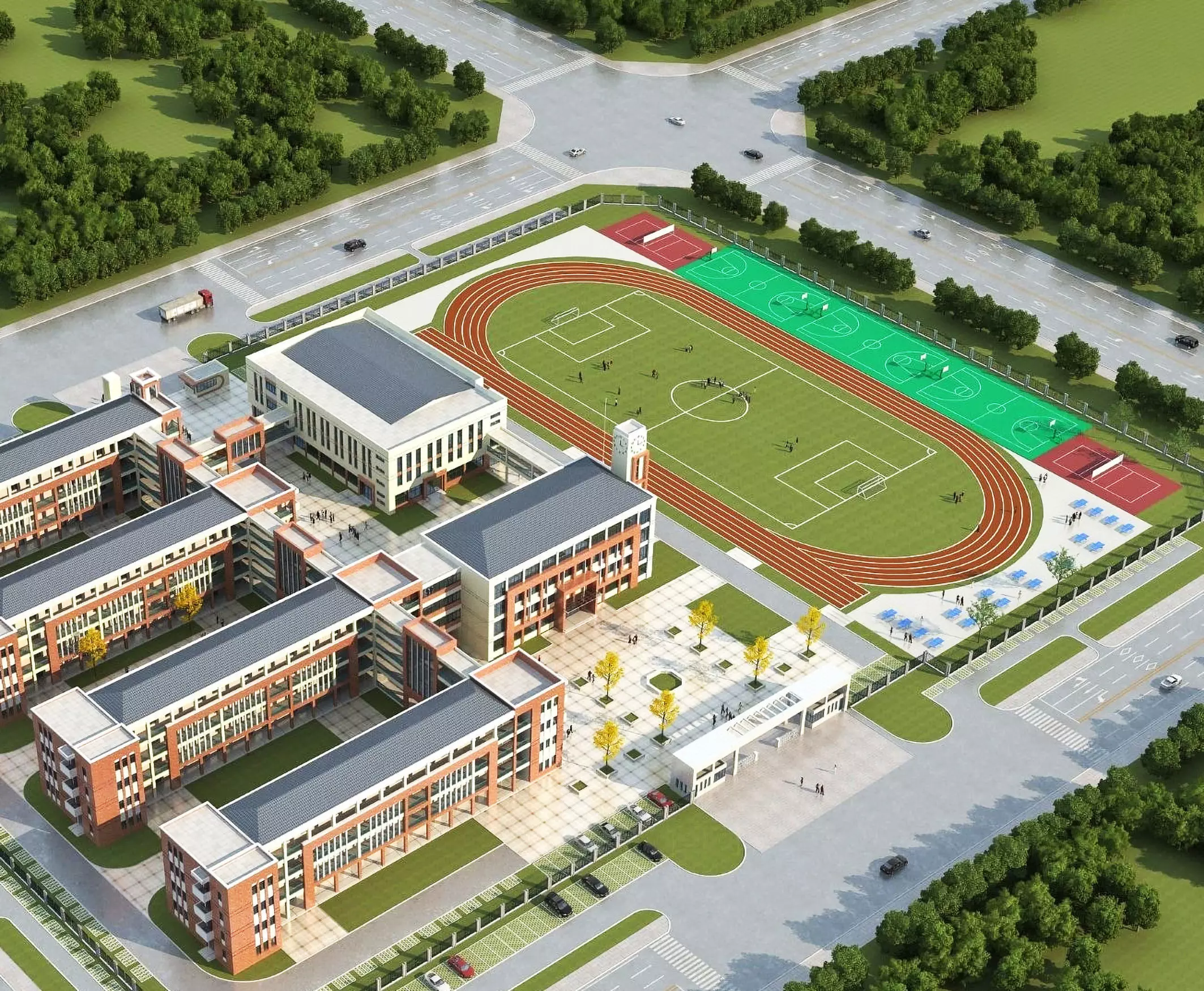 Modern School Campus 3D model_2
