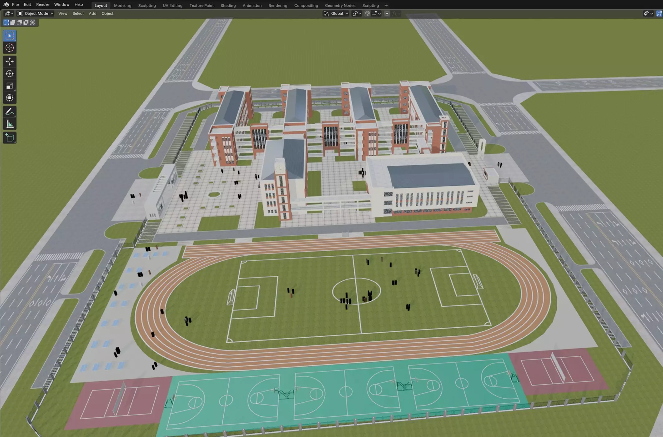 Modern School Campus 3D model_18