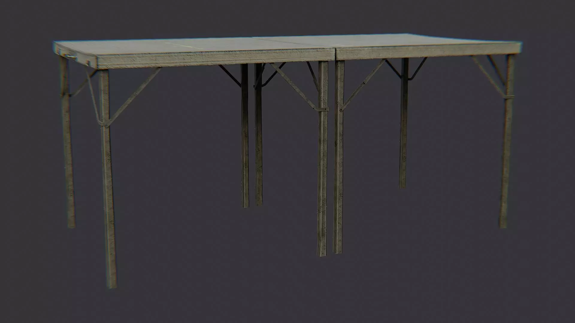 Folding Medical Table with Metal Frame Low-poly 3D model_2