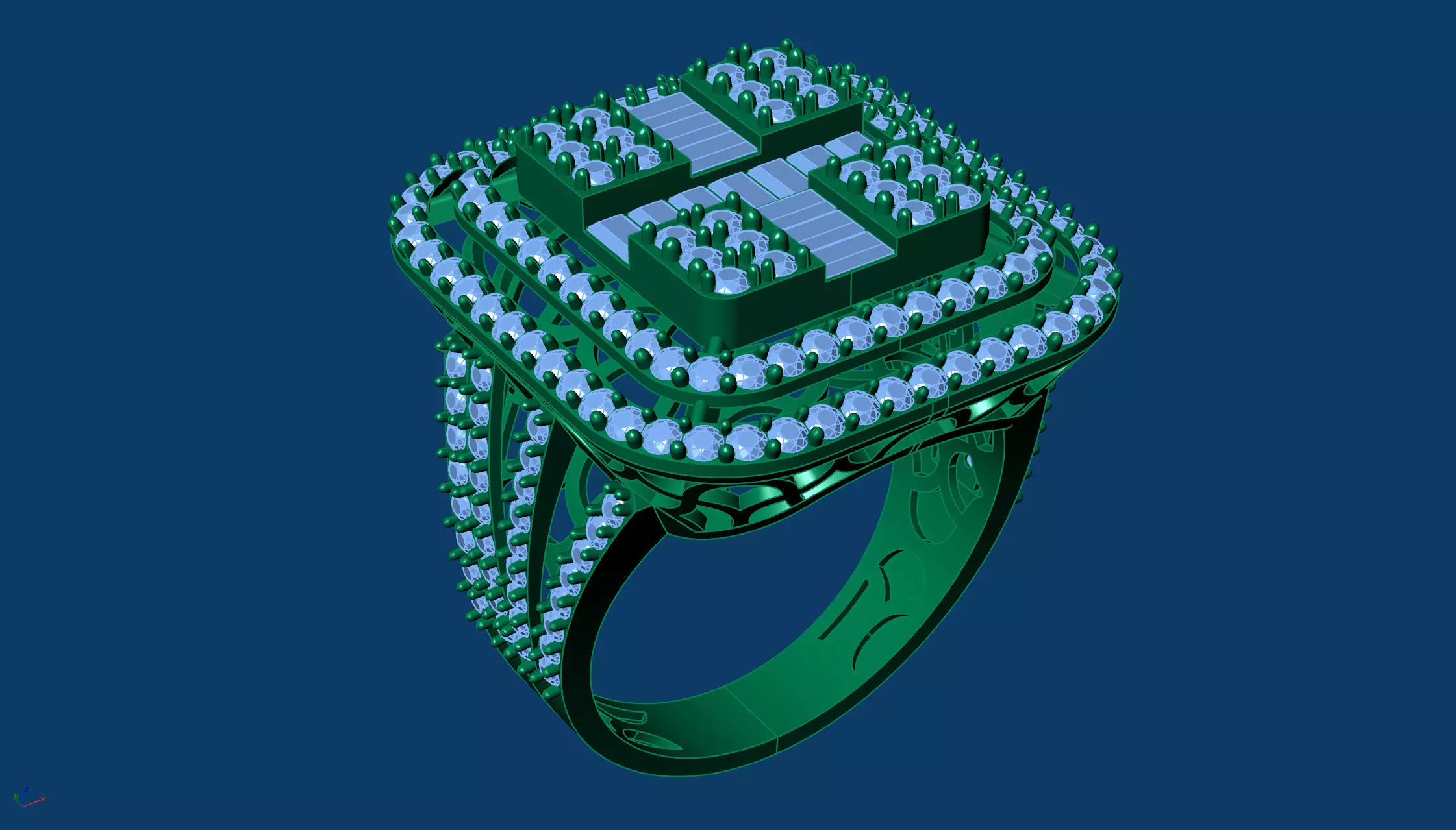 Round Baguette Channel Set Ring Base 3D Printable Jewelry Model 3D print model_1