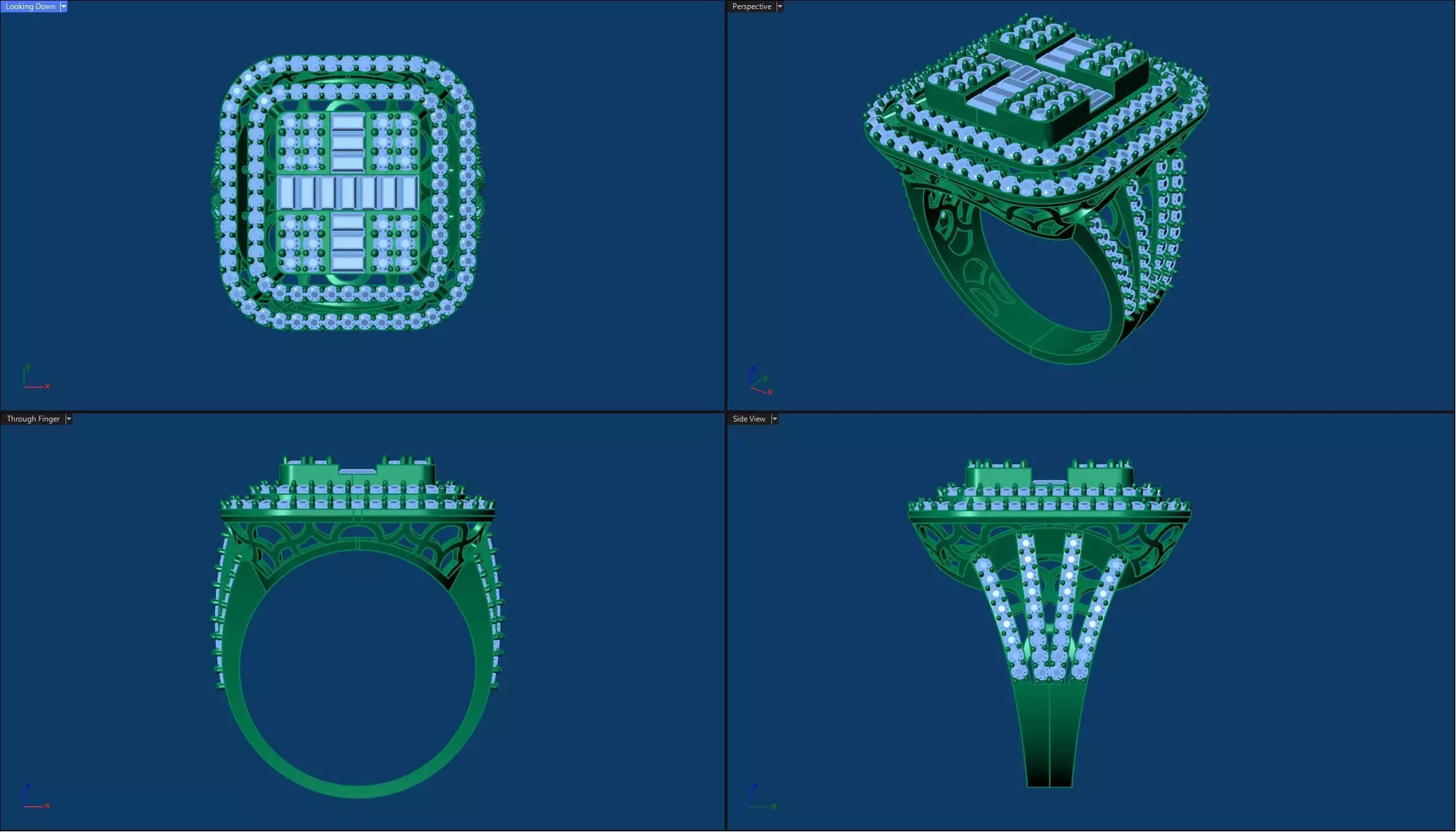 Round Baguette Channel Set Ring Base 3D Printable Jewelry Model 3D print model_3