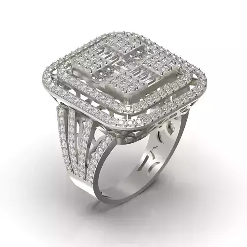 Round Baguette Channel Set Ring Base 3D Printable Jewelry Model