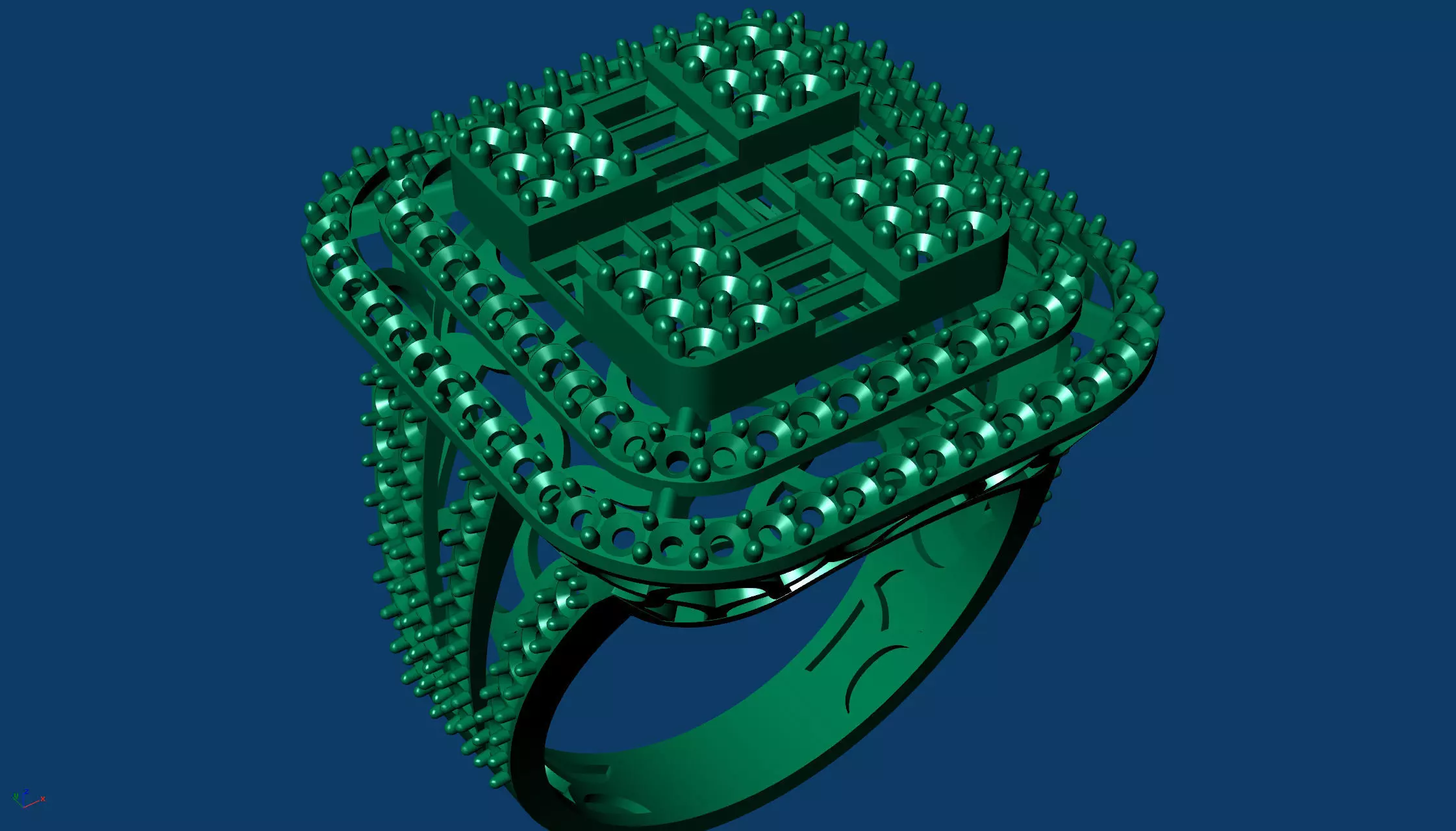 Round Baguette Channel Set Ring Base 3D Printable Jewelry Model 3D print model_2