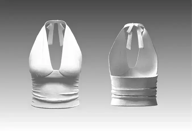 Basic Cotton Halter Neck Crop Top 3D Model