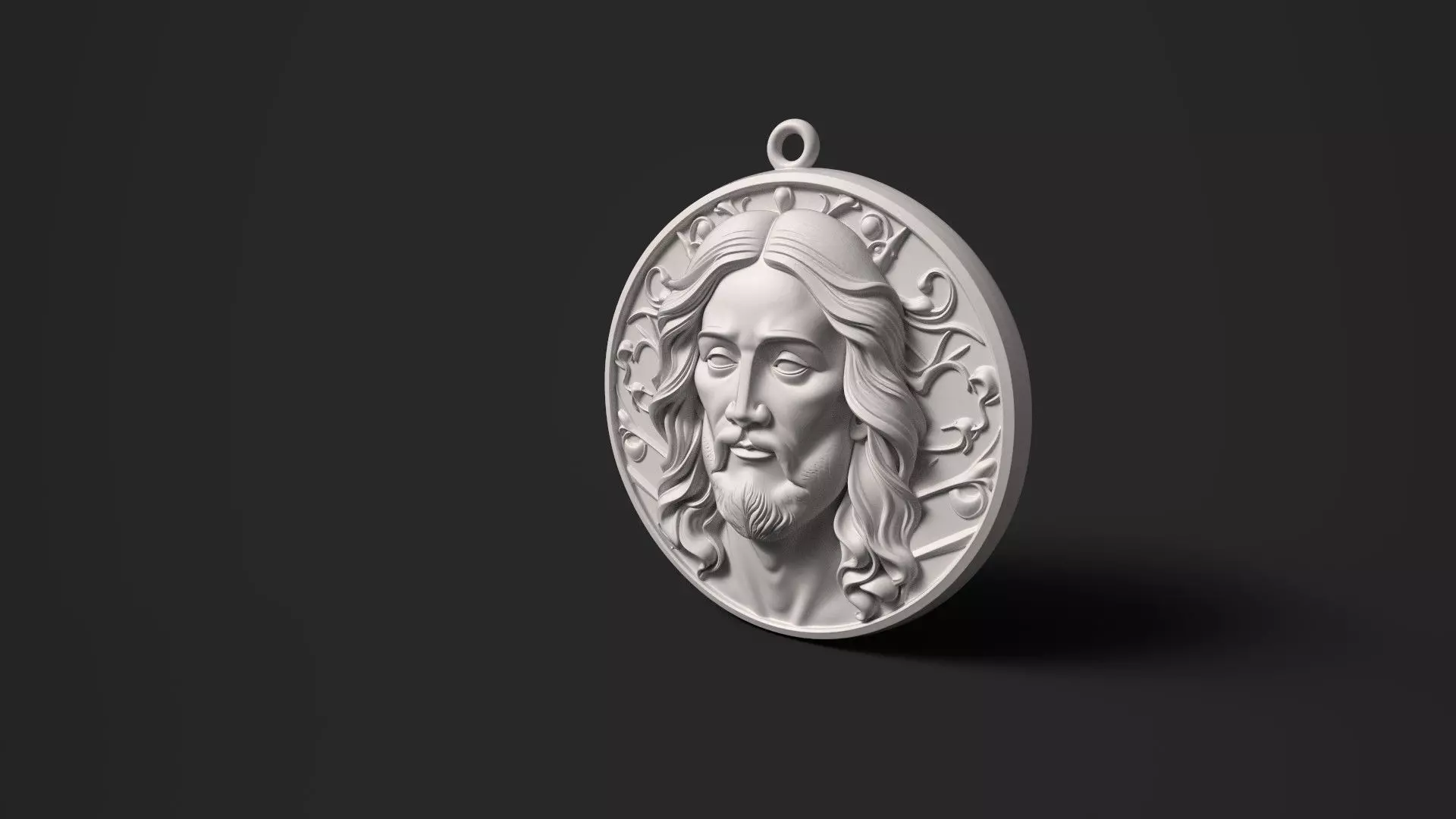 Jesus Christ 3D Relief Medallion Christian Pendant 3D print model_1