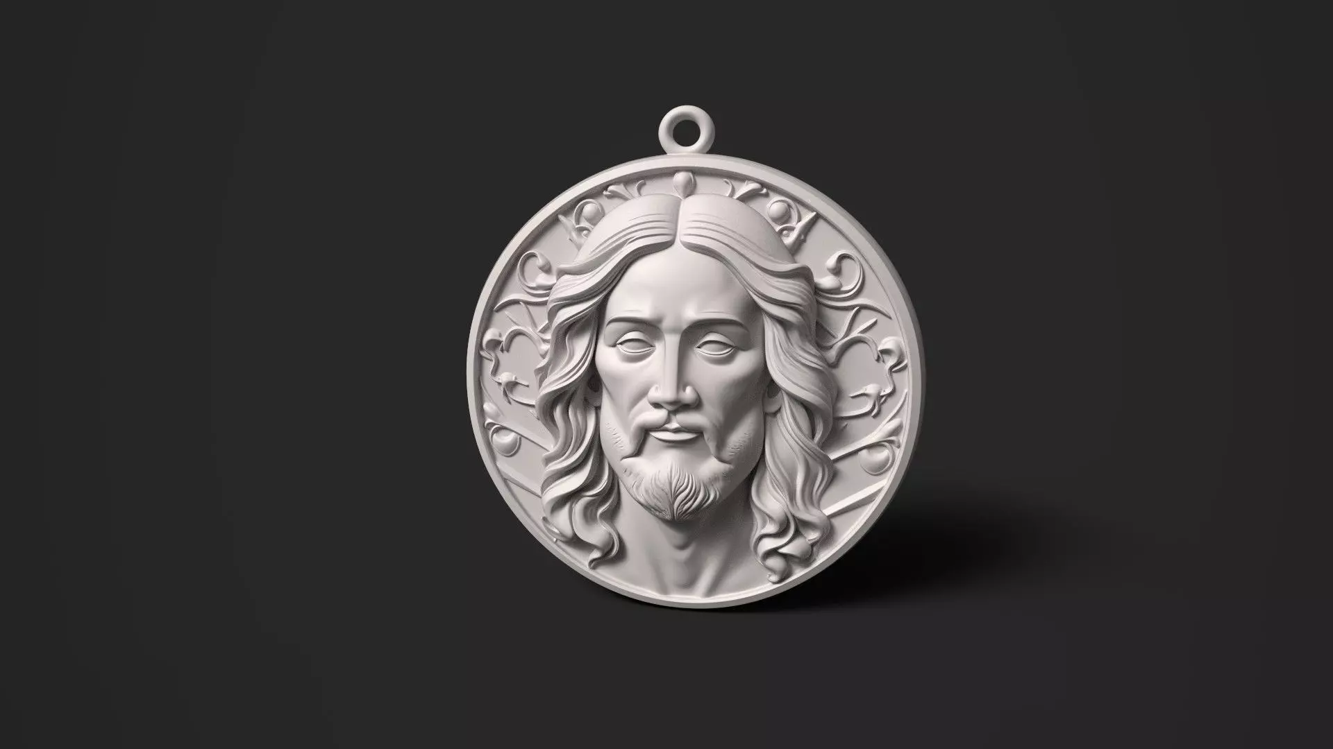 Jesus Christ 3D Relief Medallion Christian Pendant 3D print model_0